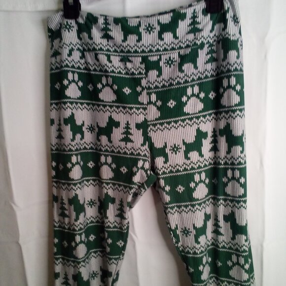 Lularoe Leggings Women Tall Curvy Plus Christmas Dogs Scottie Green White - Picture 3 of 13